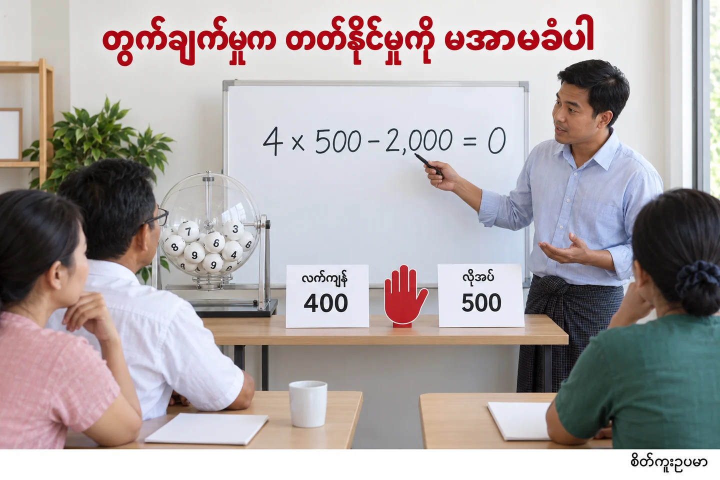 ပြန်ယူရန်လိုငွေထက် ခွင့်ပမာဏကို စစ်နည်း ကို ပြထားသော စိတ်ကူးဥပမာပုံ။