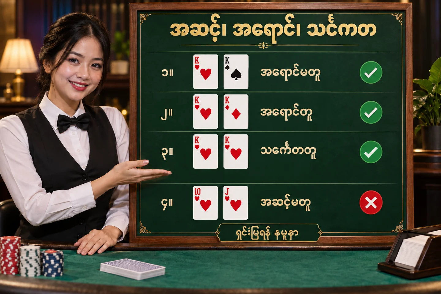 Rank၊ အရောင်နှင့် အပွင့်အားဖြင့် ဖဲအတွဲလေးမျိုးကို ခွဲထားပုံ